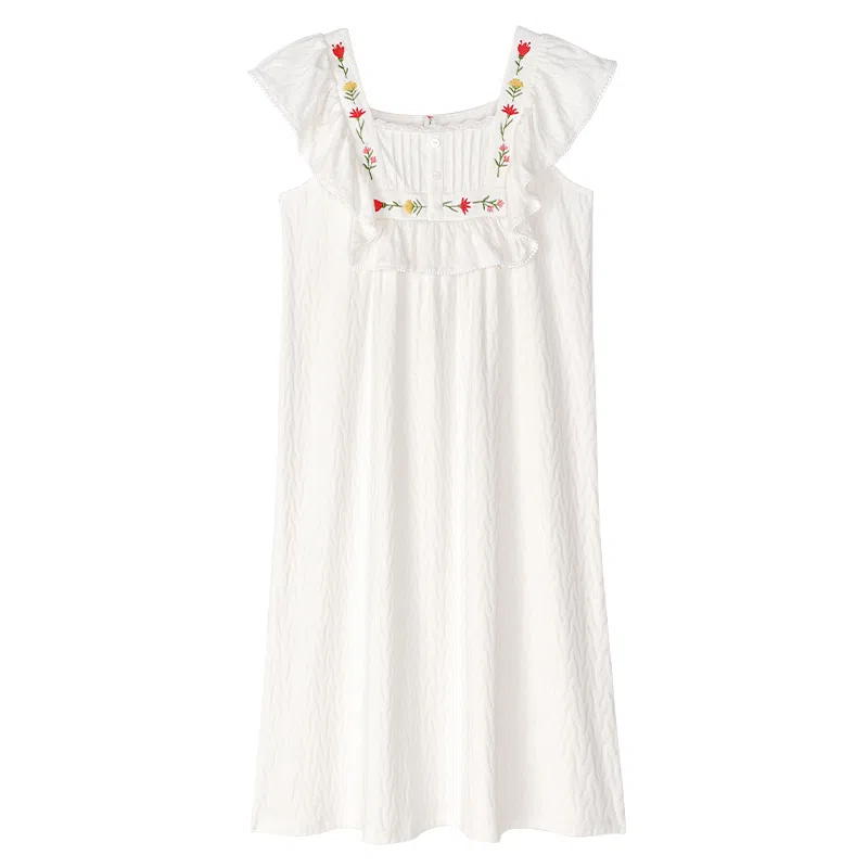 歌倩雅 休闲凉感舒适透气无袖睡裙 女款 白色