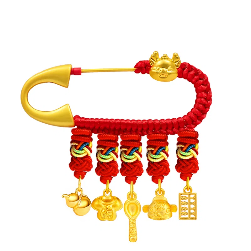 谧月珠宝 新中式小众设计 平安纳福寓意好 衣食无忧可爱出门佩戴压惊 合金 别针配饰 儿童款