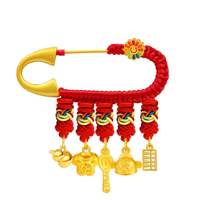 谧月珠宝 新中式小众设计 平安纳福寓意好 衣食无忧可爱出门佩戴压惊 合金 别针配饰 儿童款