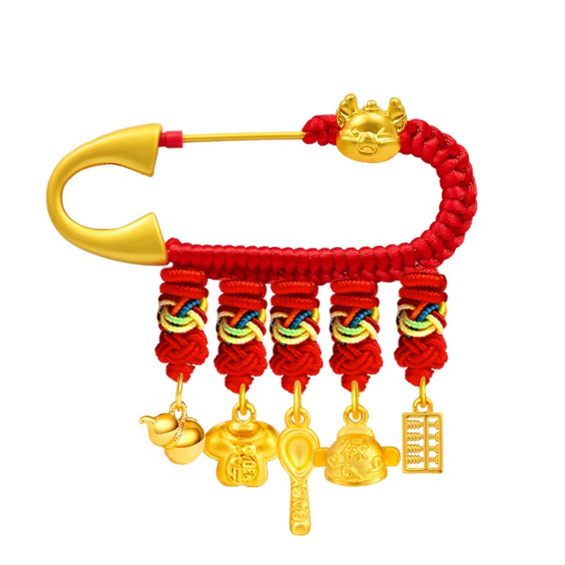 谧月珠宝 新中式小众设计 平安纳福寓意好 衣食无忧可爱出门佩戴压惊 合金 别针配饰 儿童款