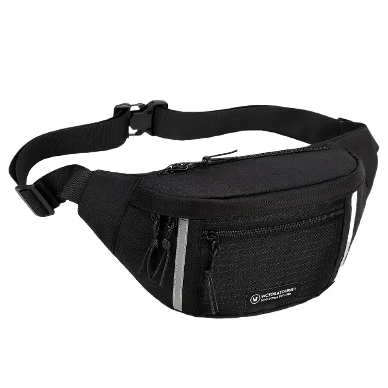 维多利亚旅行者 休闲百搭大容量潮流运动多拉链口袋防泼水 涤纶 斜挎包胸包 常规 男款 黑色