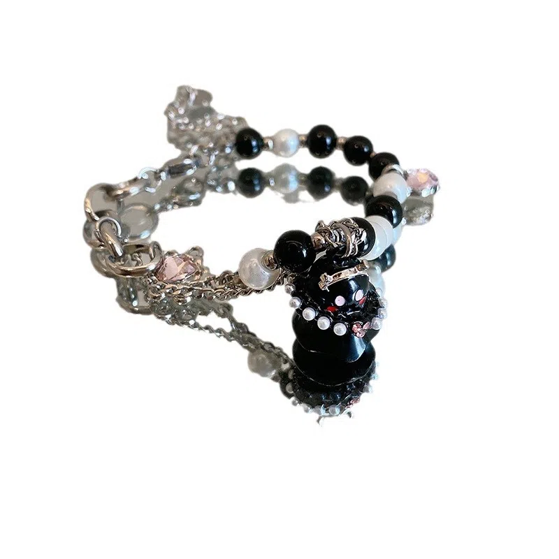 亲喜 黑白小幽灵 卡通串珠小众甜酷风辣妹个性可爱搞怪万圣节酷设计感 合金 手链 女款