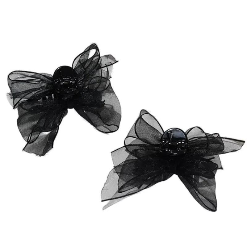 左欧 欧根纱蝴蝶结刘海夹高级感 发夹 女款