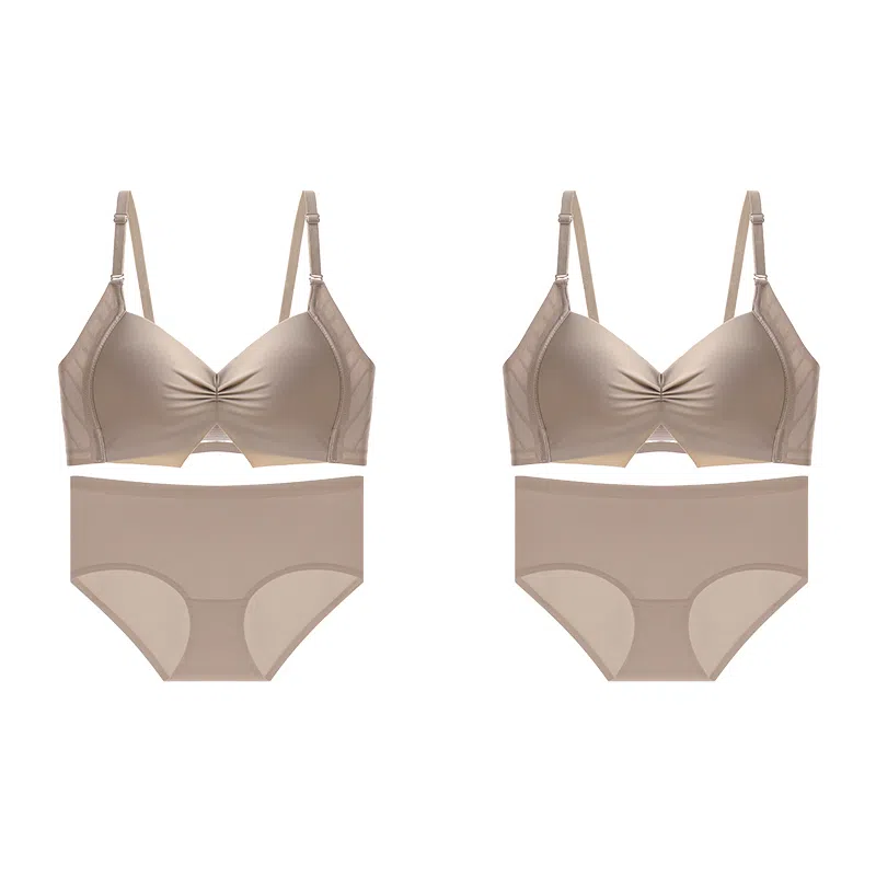 莫代尔 小胸聚拢显大轻薄内衣收副乳防下垂上托无痕平滑侧收提拉舒适简约立体文胸 女款 组合装