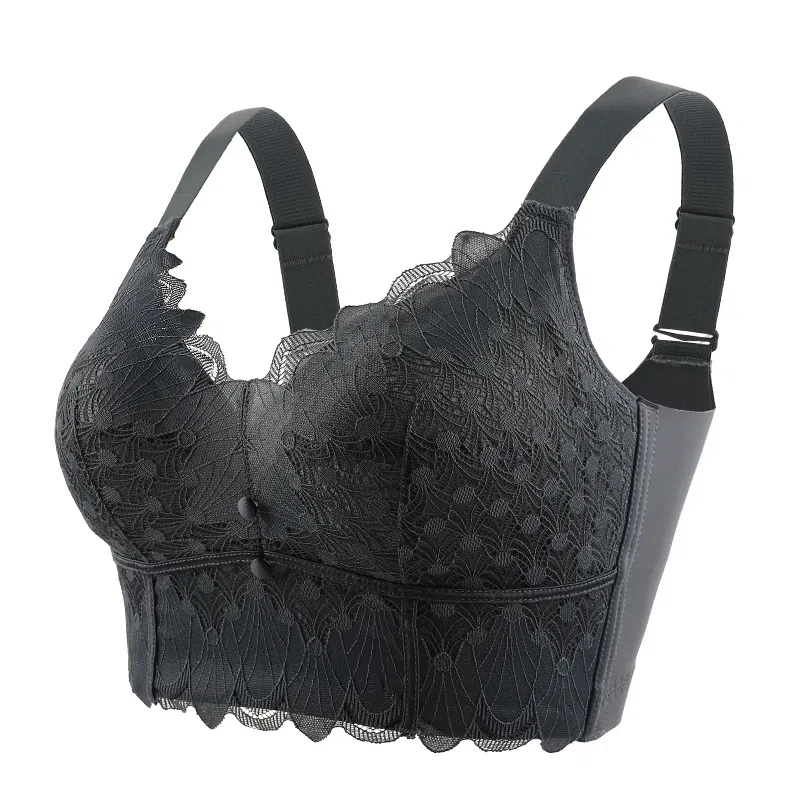 莫代尔 蕾丝聚拢收副乳轻薄温感内衣无痕防震收副乳防下垂调整型侧收平滑美背文胸 女款