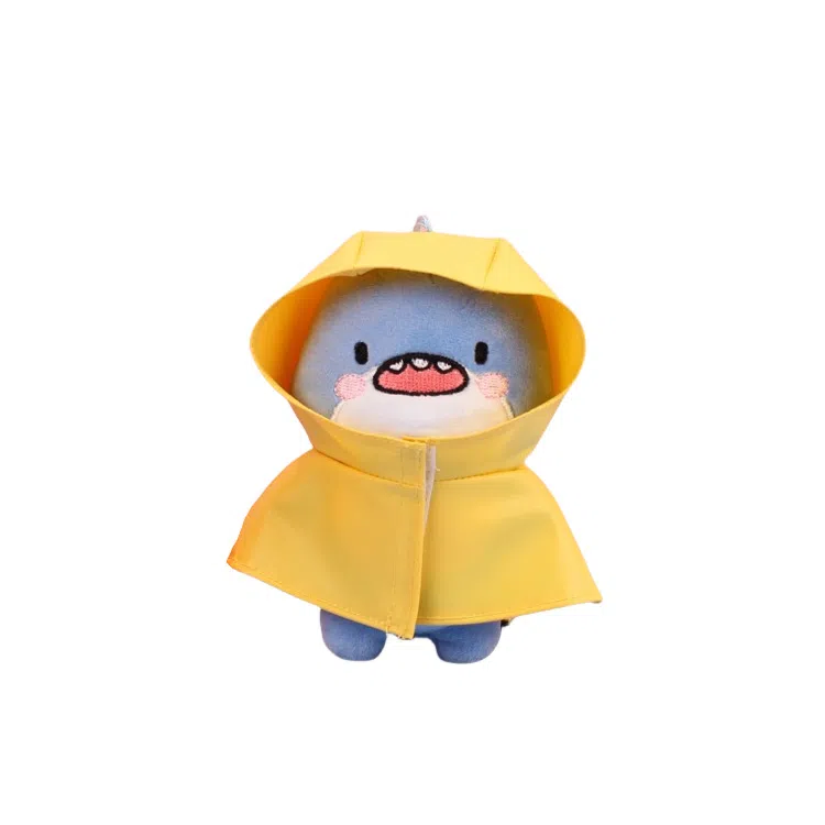 一点潮玩 雨衣肥肥鲨钥匙扣 挂饰可爱卡通娃娃 玩偶 毛绒挂件