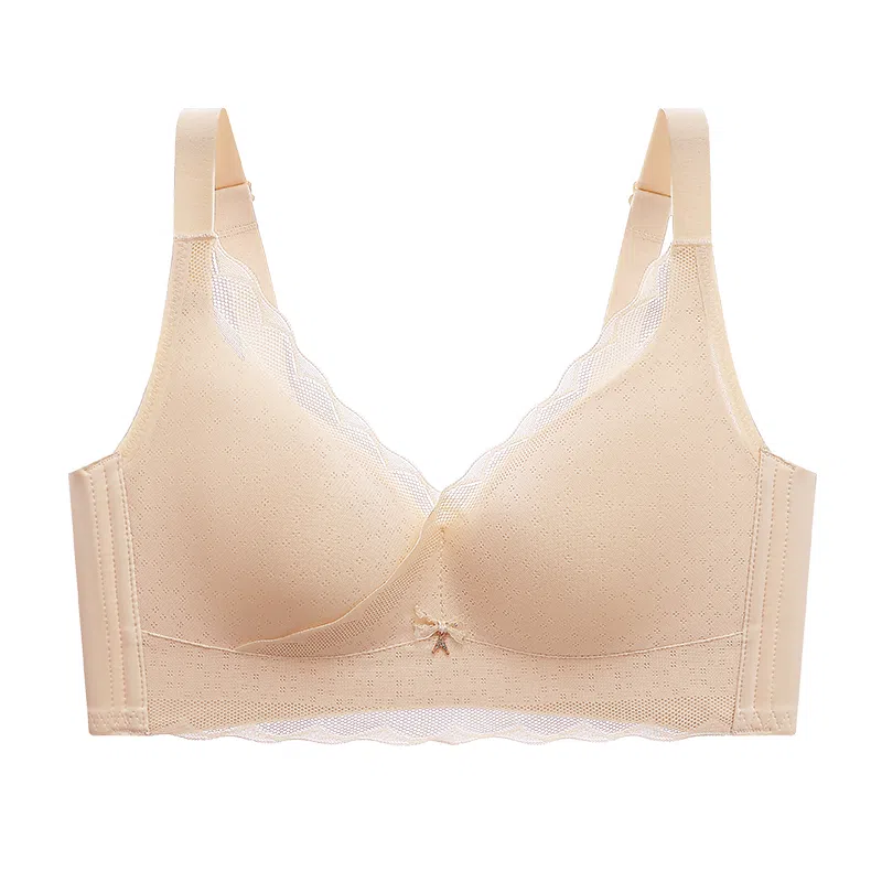 芬腾 大胸显小蕾丝薄杯透气无钢圈聚拢防下垂调整型上托文胸 女款