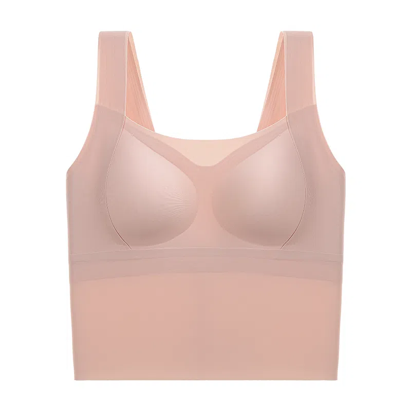 欧迪芬 纯色侧收无痕美背舒适自带胸垫无钢圈宽肩带背心 女款