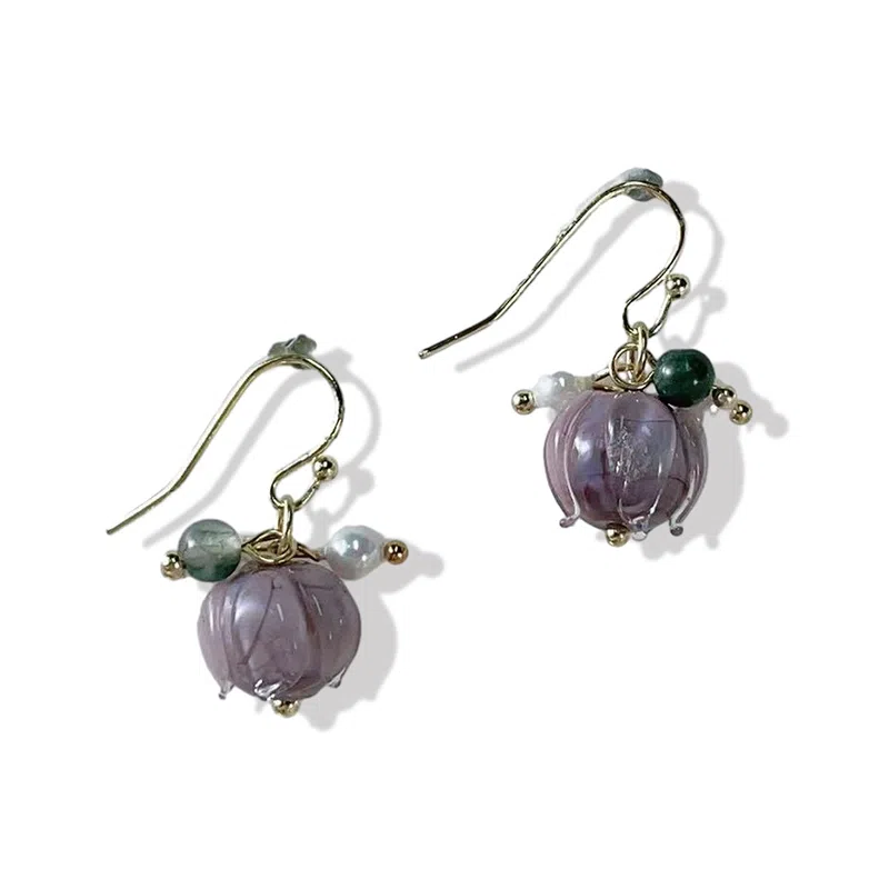 尚先生 气质高级感轻奢多巴胺石榴花甜美气质 铜 耳环 女款