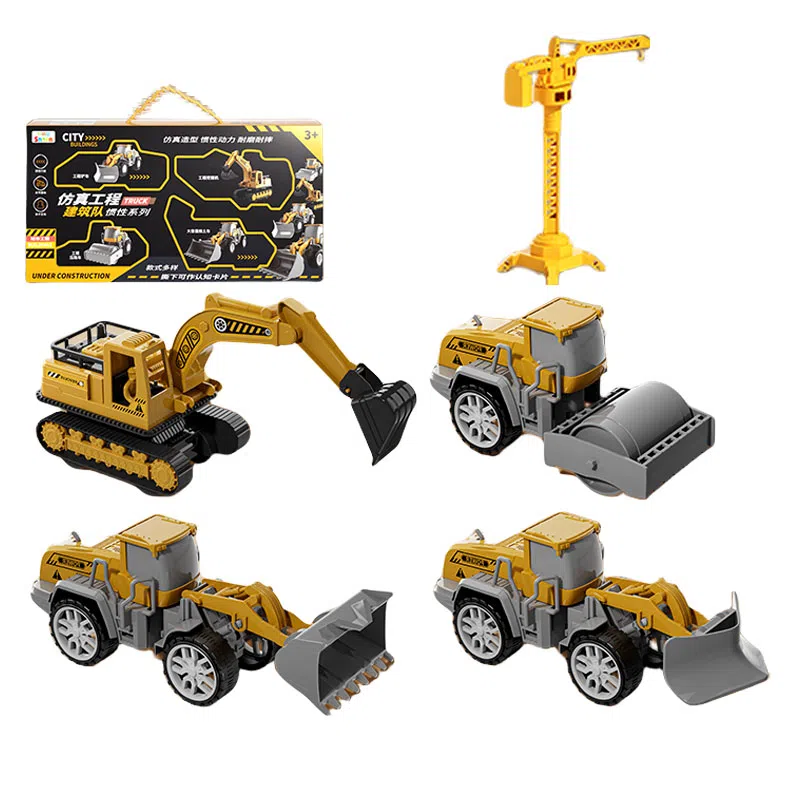 妙贝乐 城市工程卡车 惯性滑行 挖掘机 吊机 推土机 有趣 玩具