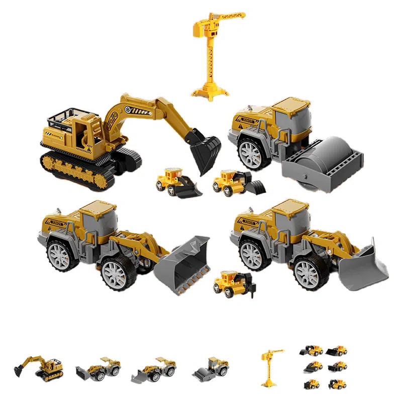 妙贝乐 城市工程卡车 惯性滑行 挖掘机 吊机 推土机 有趣 玩具