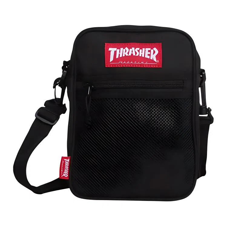 Thrasher Flame Logo Crossbody Bag Black