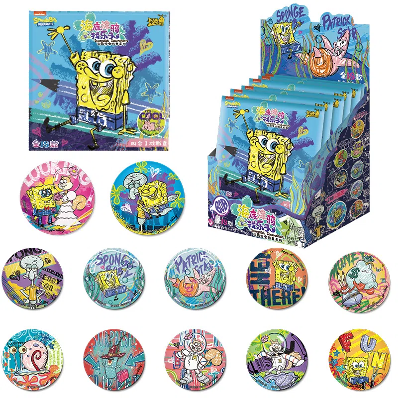 卡游 海绵宝宝 海底涂鸦找乐子 马口铁 徽章