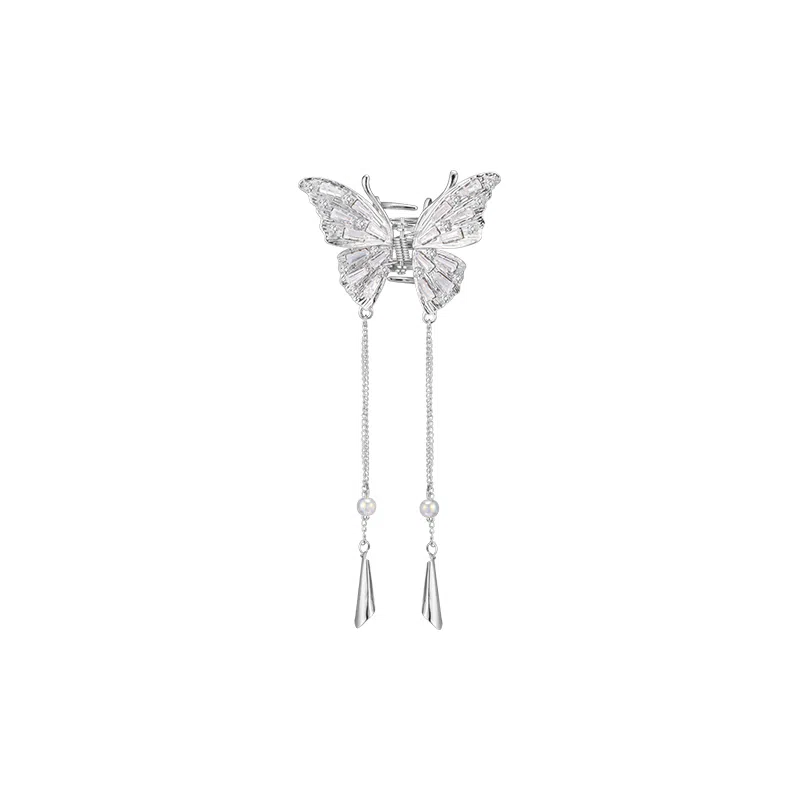 芒果饰品 高级感发饰新中式国风清冷蝴蝶流苏 发夹 女款