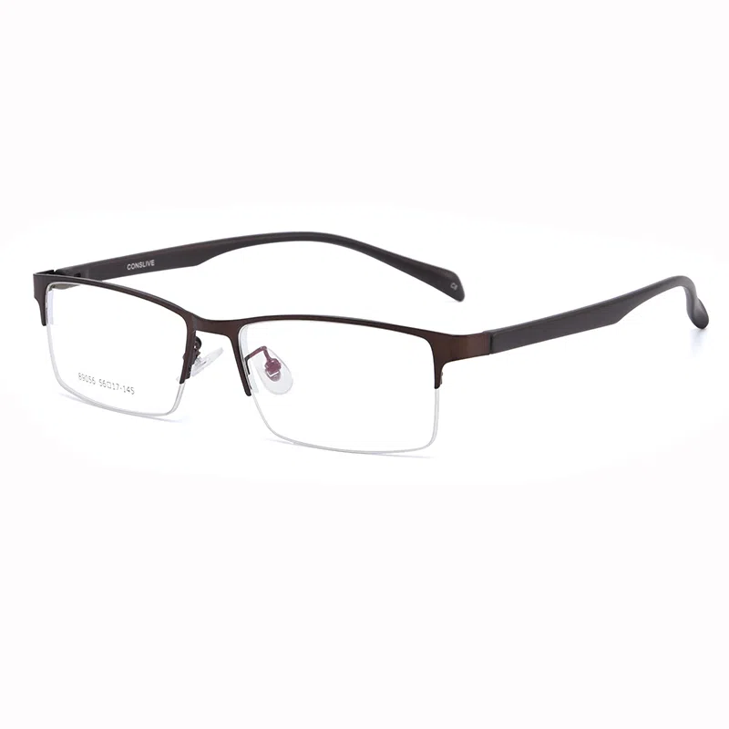 【联系客服可配度数】 康视顿 商务近视金属半框 合金 眉毛框/眉线框 光学镜架 男款 可选蔡司依视路凯米明月镜片