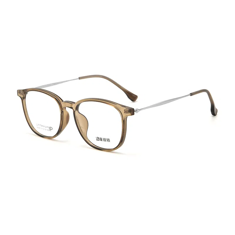 【联系客服可配度数】 康视顿 冷茶色近视素颜 板材镜架β钛 方形 光学镜架 男女同款情侣款