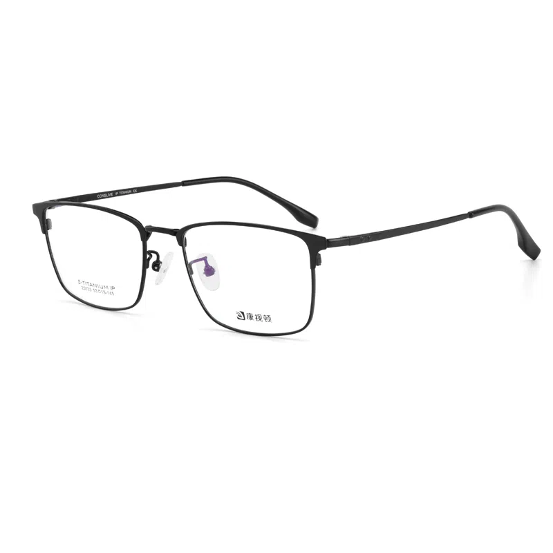 【联系客服可配度数】 康视顿 方框眼镜框男β纯钛近视眼镜复古 钛β钛 眉毛框/眉线框 镜架 男款 可选蔡司明月依视路凯米镜片