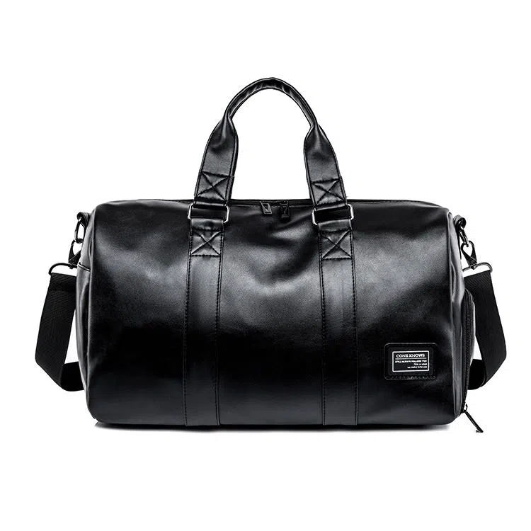 醇龙  男女通用黑色旅行包大容量斜挎手提皮质防水行李包休闲包