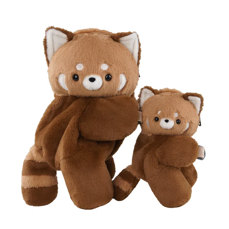 Baozhu Panda Plush Backpack Brown
