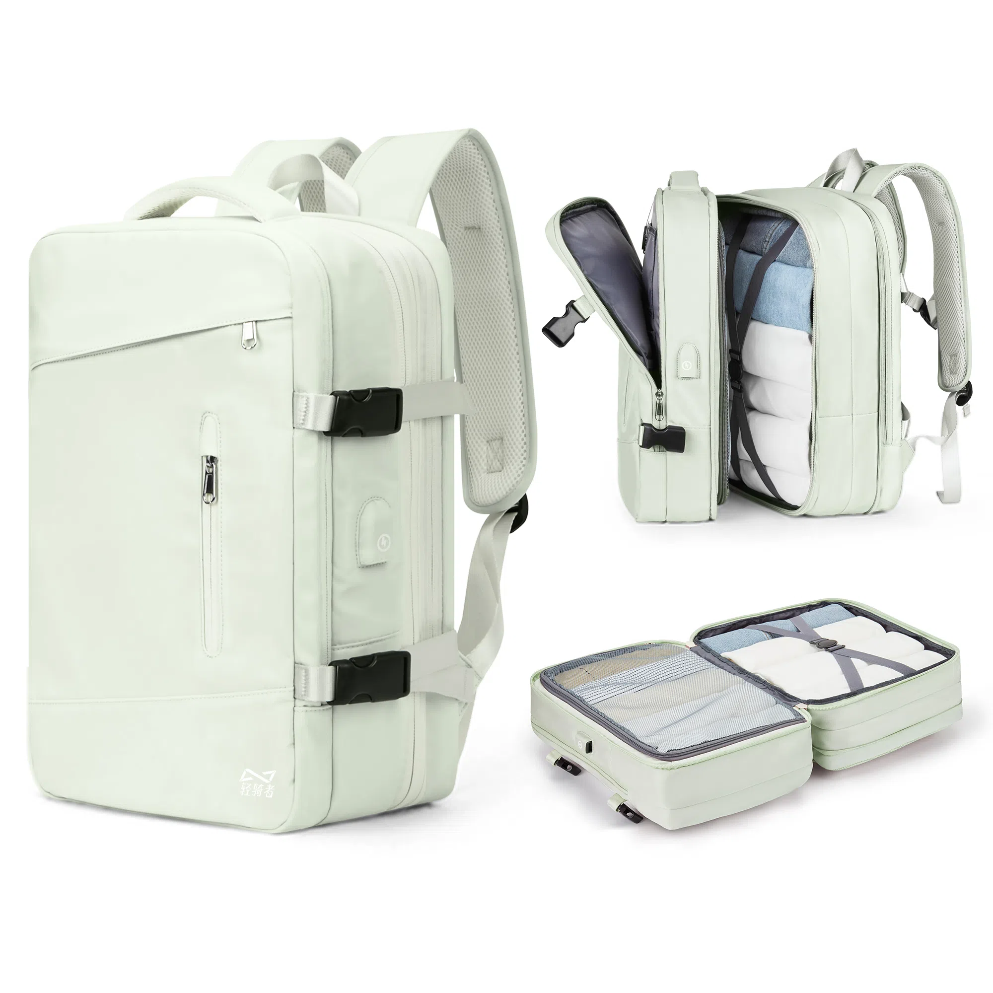 轻骑者 时尚休闲多功能短途旅游出差户外露营防泼水干湿分离可扩容 织物 旅行包电脑包书包背包双肩包 常规 男女同款情侣款 多色