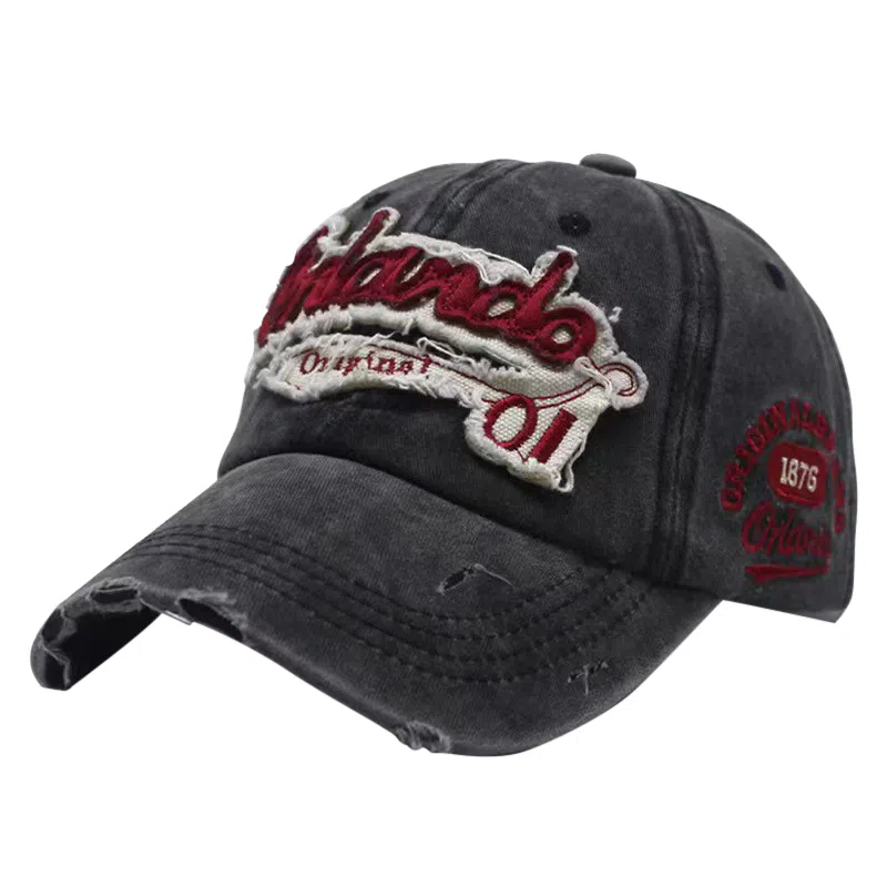 八小万 复古做旧破洞辣妹网红 棉 鸭舌帽 女款