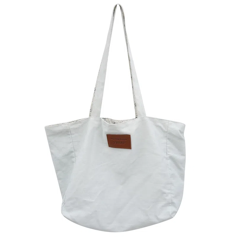 醇龙 简约百搭时尚 帆布 帆布包单肩包 女款 白/浅蓝