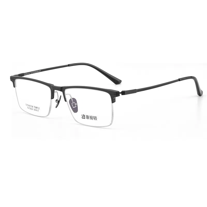 【联系客服可配度数】 康视顿 商务近视休闲半框防蓝光 β钛铝镁钛 眉毛框/眉线框 光学镜架 男款