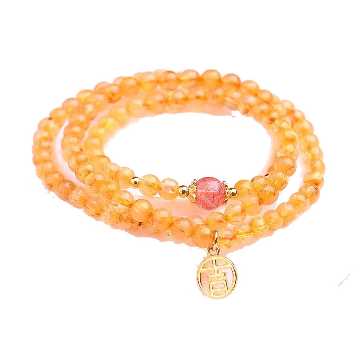 盈满堂 小众设计 金发晶三圈 水晶 手串 女款