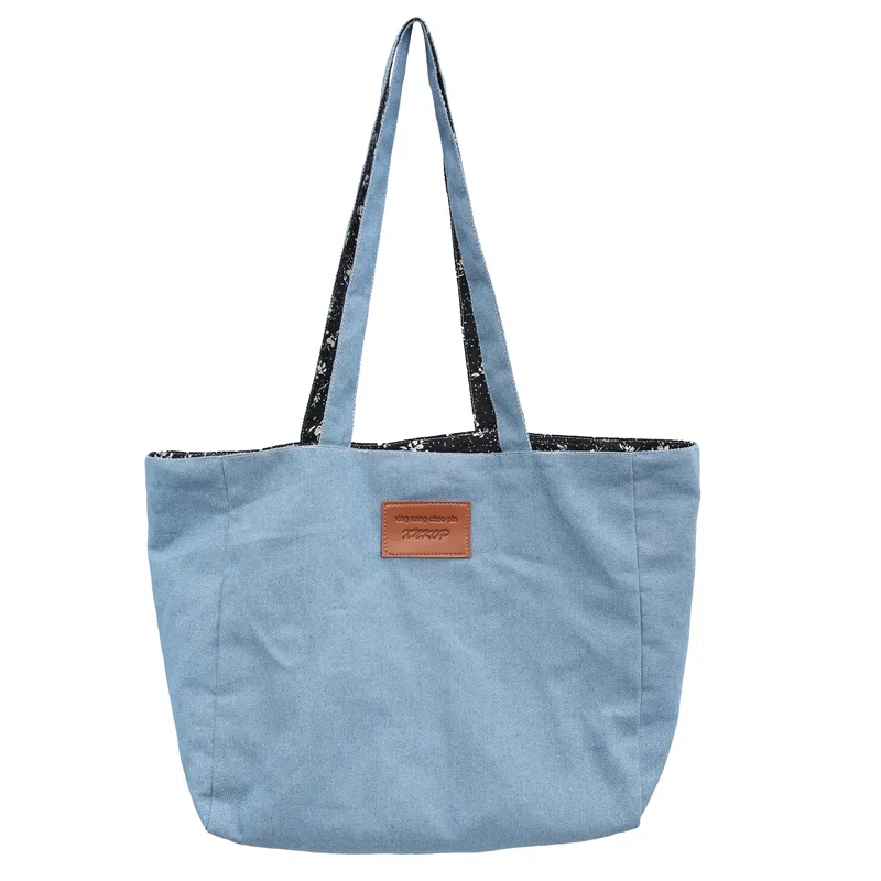 醇龙 简约百搭时尚 帆布 帆布包单肩包 女款 白/浅蓝