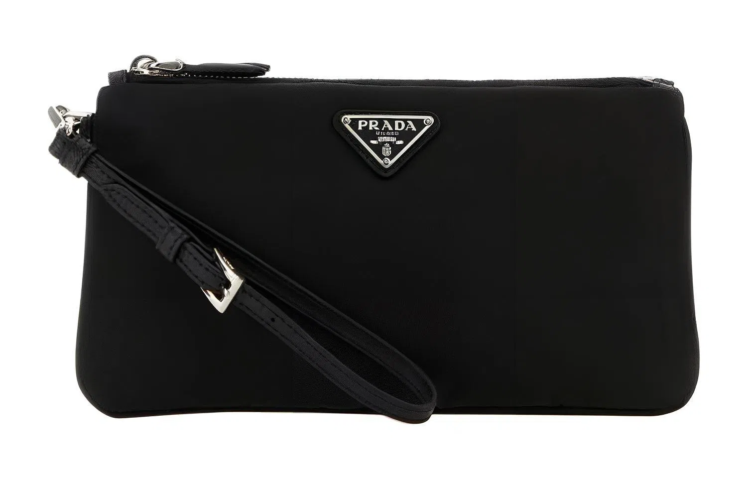 Prada Triangle Logo Nylon Clutch Black