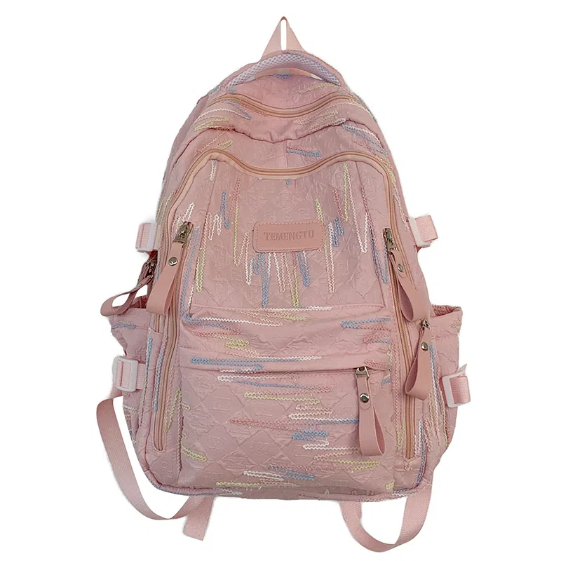 行途 大容量时尚双肩包休闲百搭尼龙男女背包高中生校园学生 多色