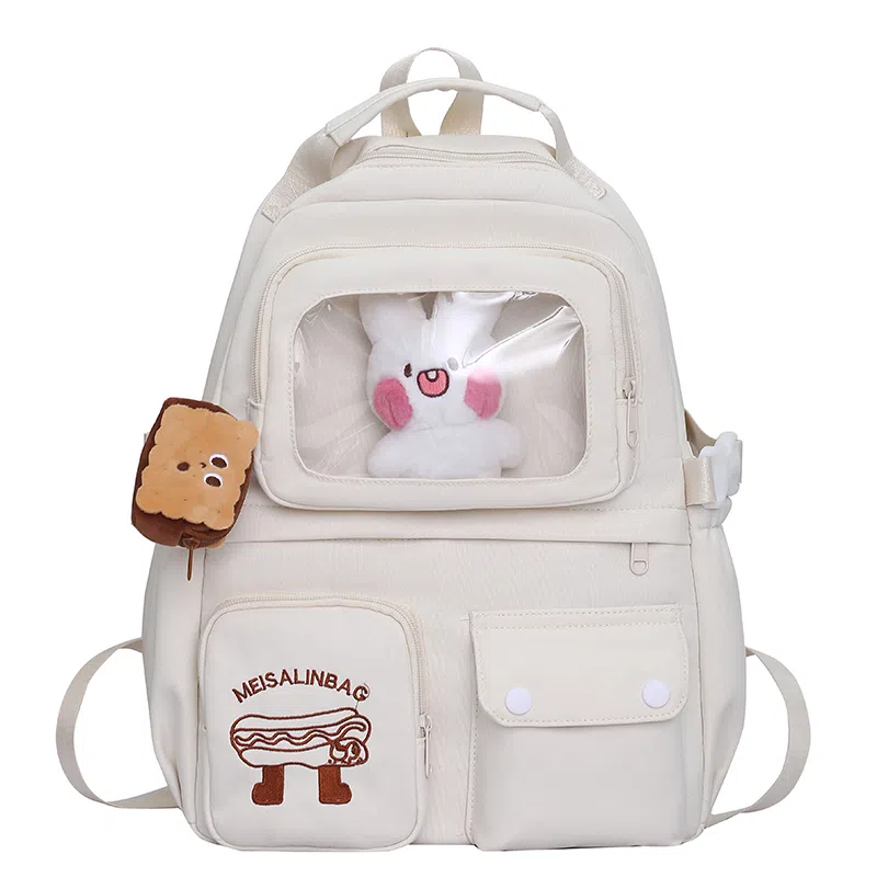 醇龙 日系大容量高颜值 尼龙 书包背包双肩包 常规 男女同款情侣款 米白/黄/蓝/黑