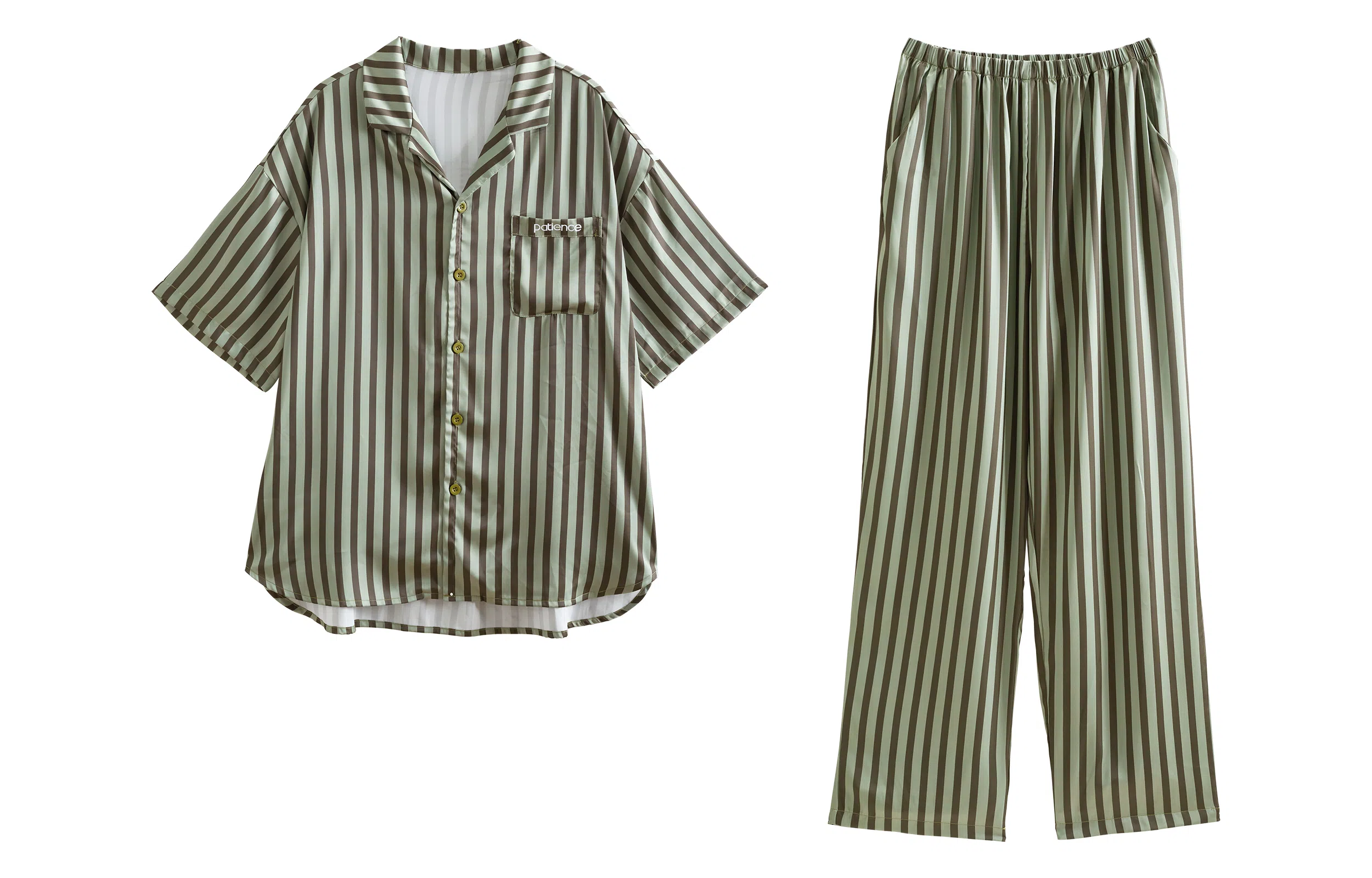 歌倩雅 舒适透气短袖亲肤凉感长裤睡衣套装 男款 绿色