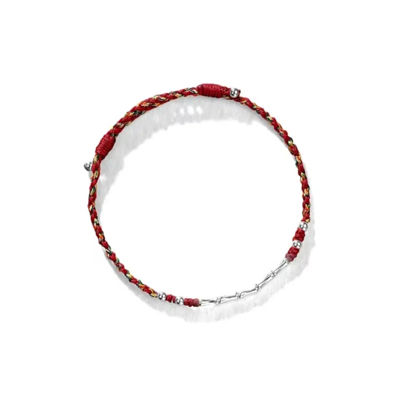 中兆珠宝 迷彩节节高升 考研考试上岸好运竹节新中式国潮风小众设计手工编织 合金 手链 男女同款情侣款