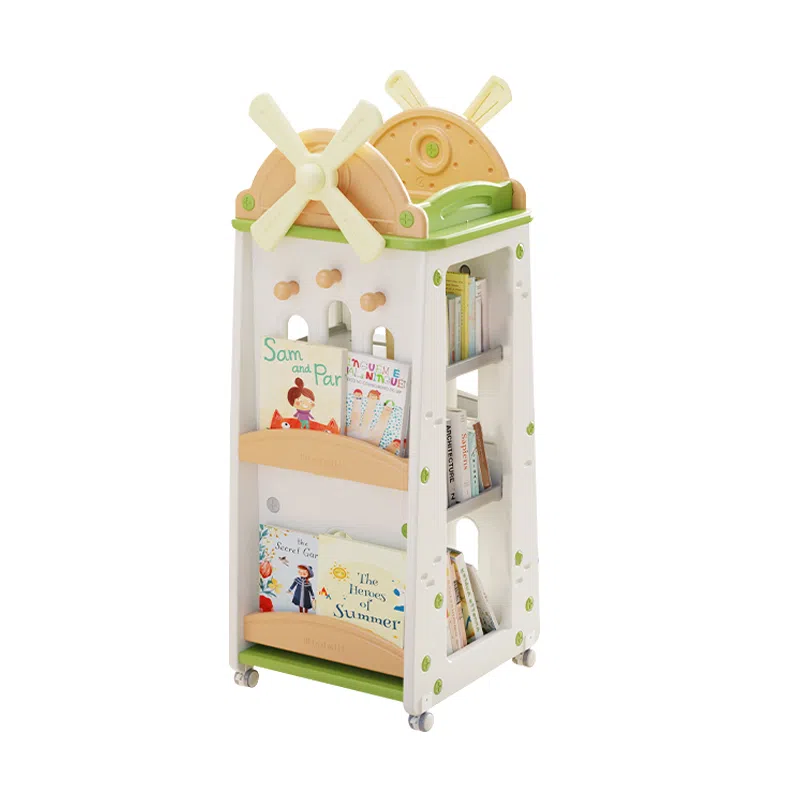 曼龙 风车儿童书架 家用收纳旋转绘本架宝宝阅读收纳架 早教益智玩具