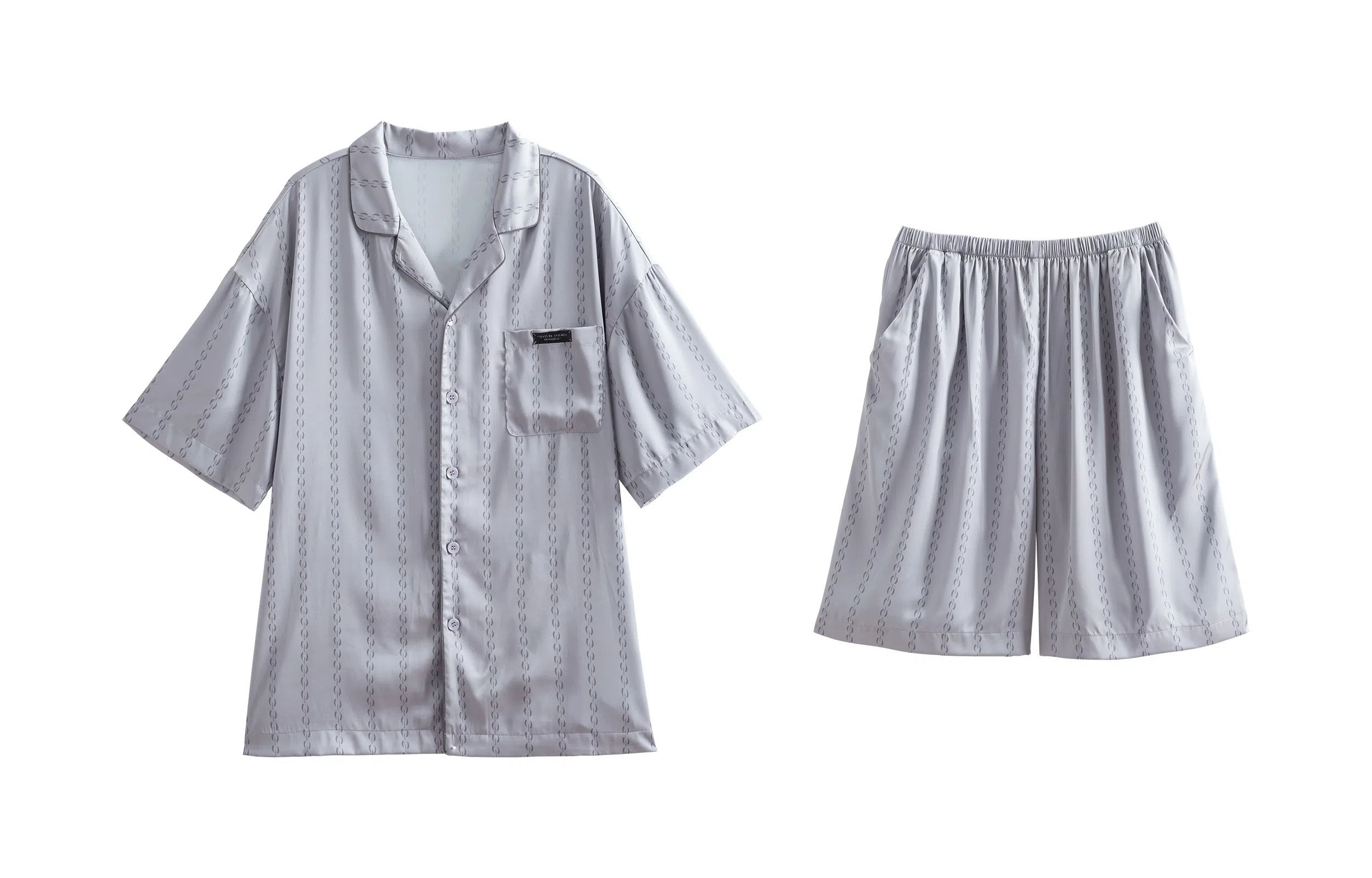 歌倩雅 凉感型薄款短袖高级感五分裤家居服夏季睡衣套装 男款 灰色