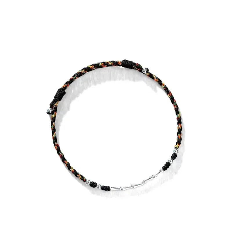 中兆珠宝 迷彩节节高升 考研考试上岸好运竹节新中式国潮风小众设计手工编织 合金 手链 男女同款情侣款