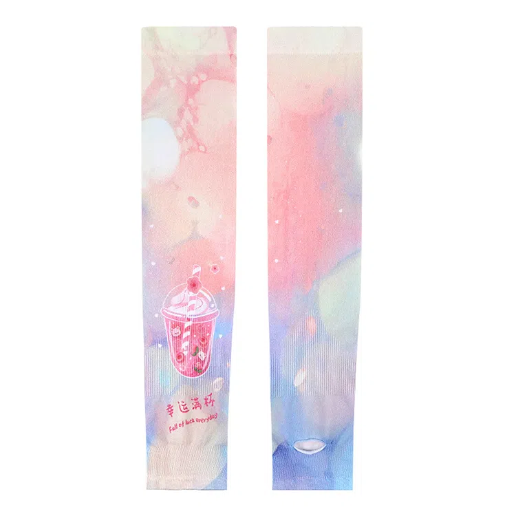 浪莎 梦幻满杯印花 扎染冰凉护臂袖套遮阳户外骑车 锦纶 防晒袖 女款