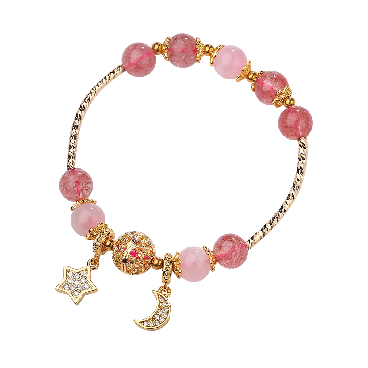 盈满堂 设计感草莓晶 星星月亮单圈 水晶 手串 女款