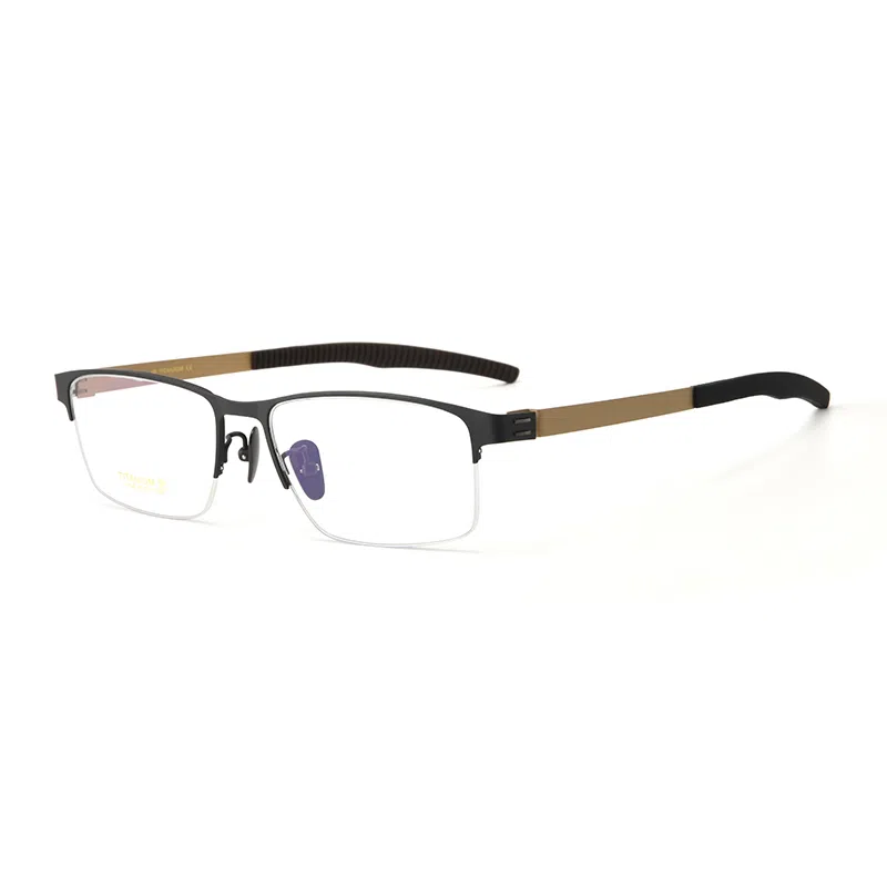 【联系客服可配度数】 康视顿 商务半框近视眼镜框 β钛 眉毛框/眉线框 光学镜架 男女同款情侣款 可选依视路凯米明月蔡司镜片