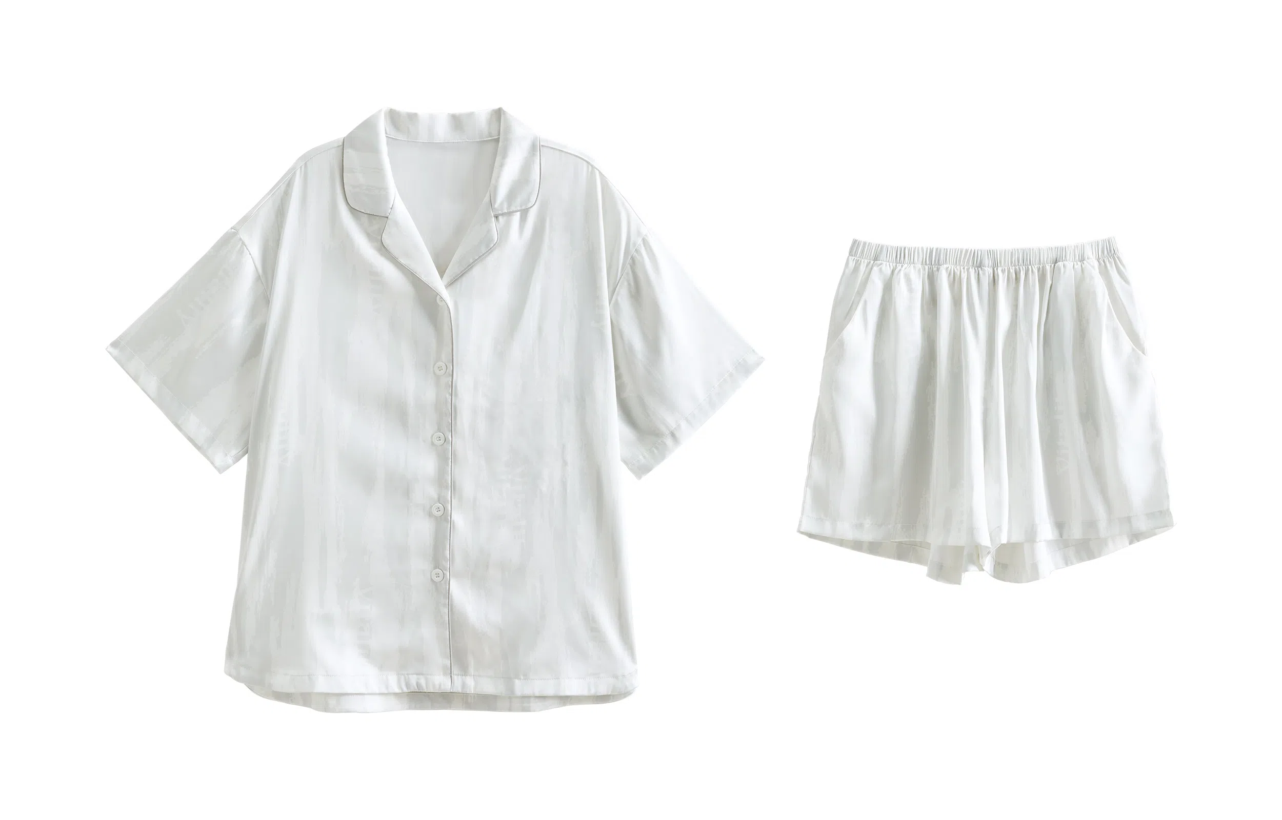 歌倩雅 凉感亲肤短袖透气舒适可外穿短裤睡衣套装 男款 白色