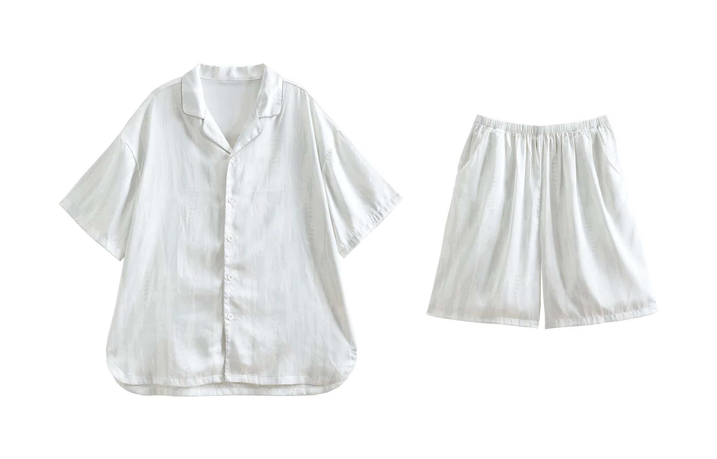 歌倩雅 凉感薄款短袖舒适休闲短裤睡衣套装 女款 白色