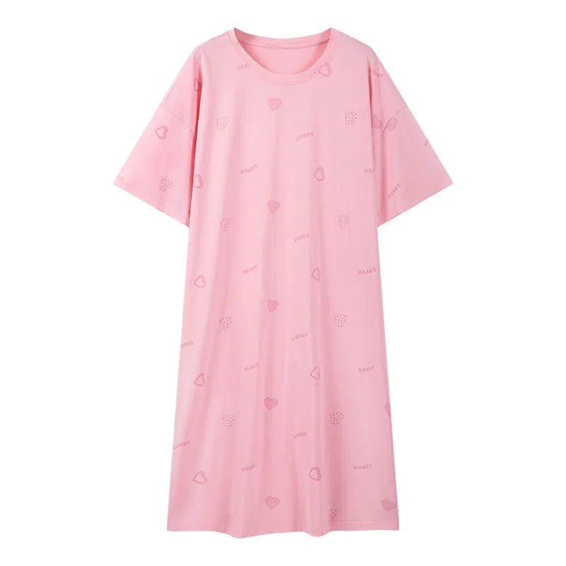 恒源祥 中长款短袖家居服套头睡裙 女款 桔粉