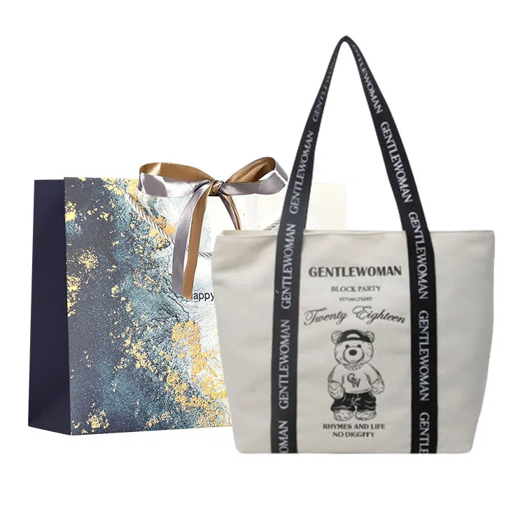 伊曼家 休闲大容量时尚外出 布 托特包单肩包 女款 白配黑/黑配白 /米白色/黑色