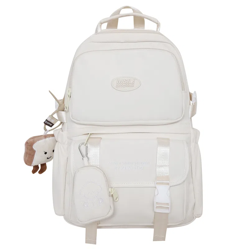 醇龙  尼龙男女通用多色风简约纯色双肩包大容量背包