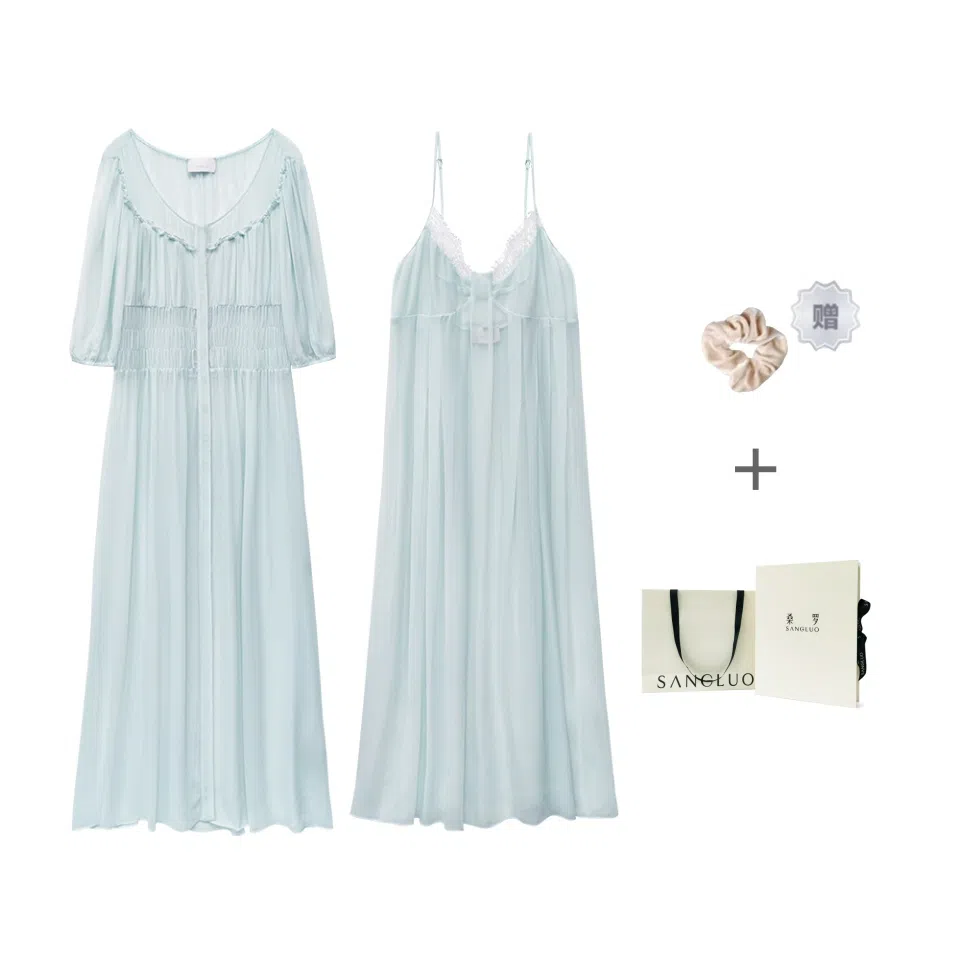 桑罗 纯色蕾丝拼接纯欲风睡衣套装 女款