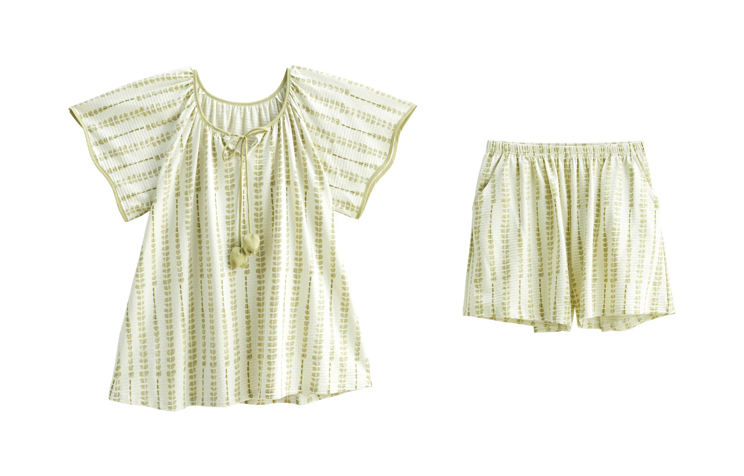 歌倩雅 短袖短裤薄款时尚高级感睡衣套装 女款 淡绿