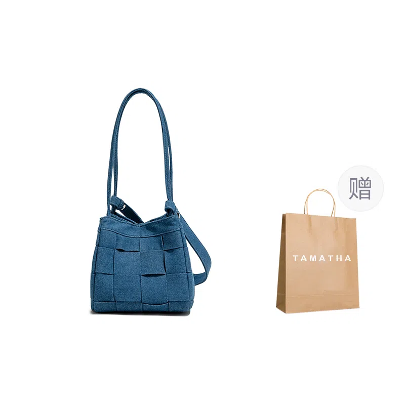 TAMATHA Denim Blue Woven Bucket Bag