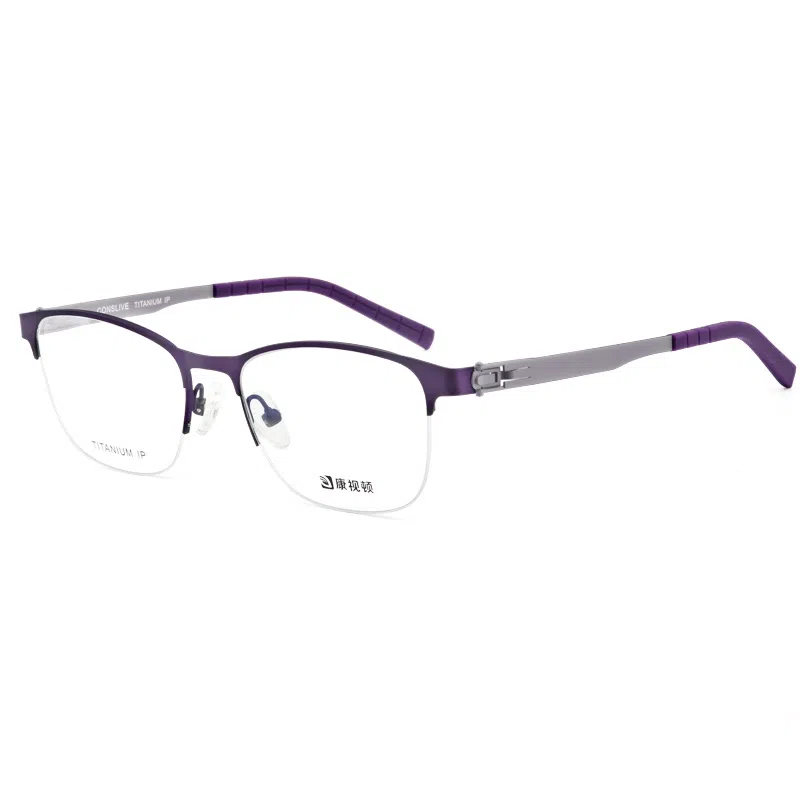 【联系客服可配度数】 康视顿 超轻眼镜框休闲商务近视眼镜框半框 板材镜架钛β钛 方形 光学镜架 男女同款情侣款