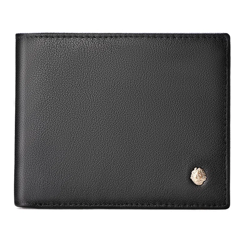 老人头 横款多卡位卡包 头层牛皮 短款钱夹钱包 男款 黑色